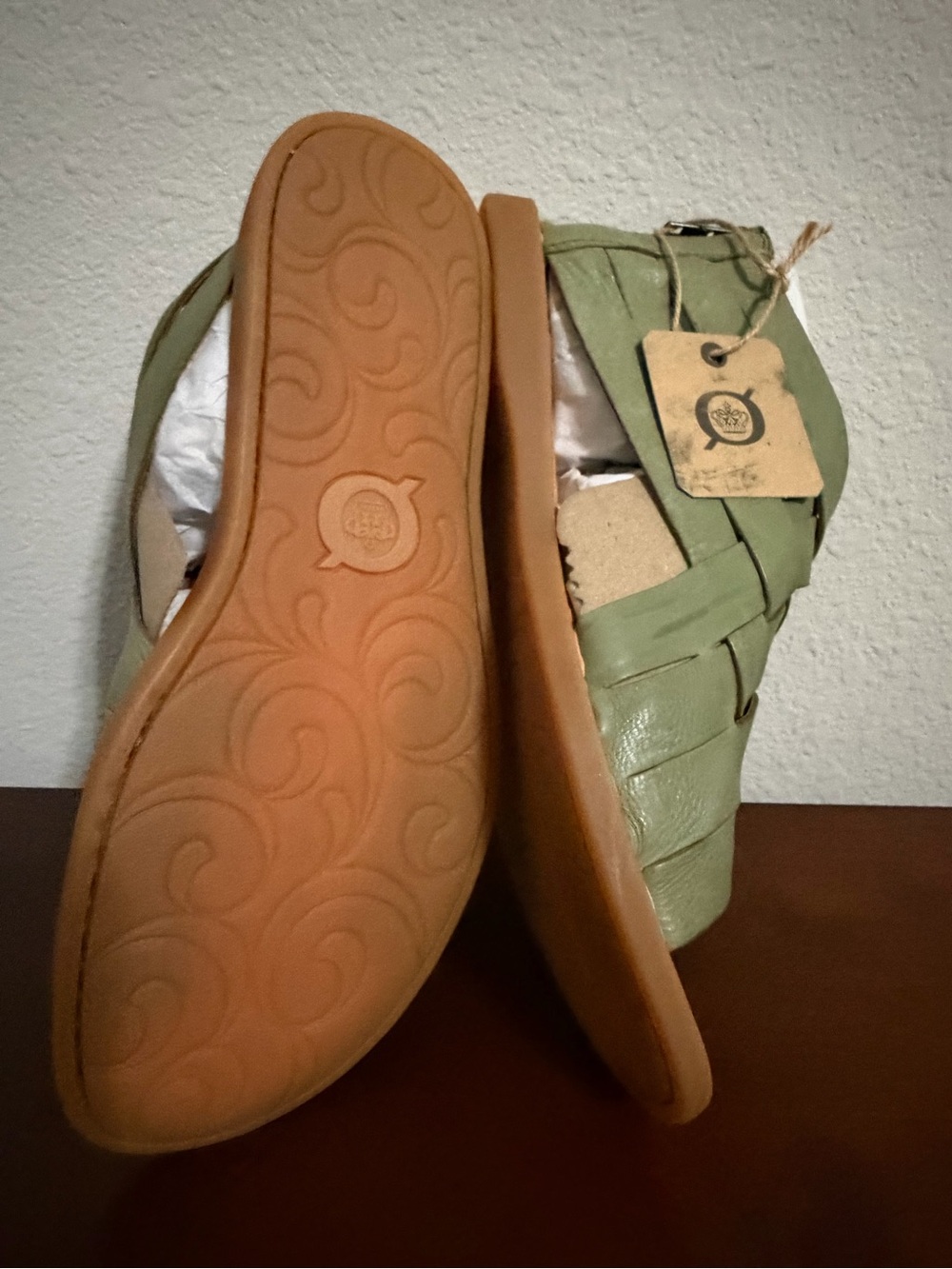 Born Olive Woven Leather Zip-Back Sandals - Picture 8 of 8